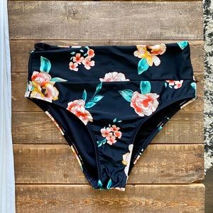 NWOT floral high waisted swim bottoms